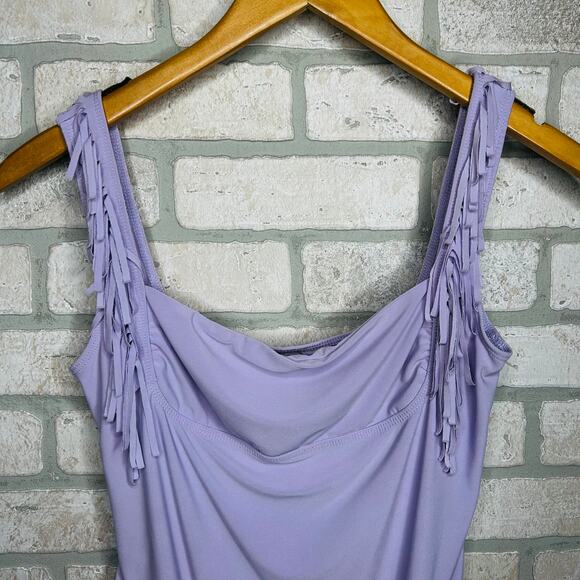 Light Purple Bodysuit with Fringed Tank Top - Picture 2 of 6